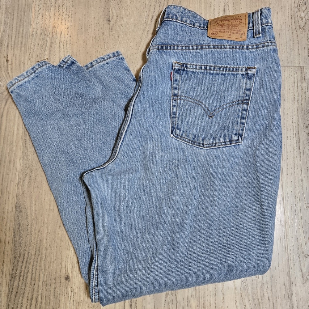 Vtg 90s Levi's 550 Sz 22 W S relaxed fit tapered leg USA Mom Jeans Bat Wing Tag